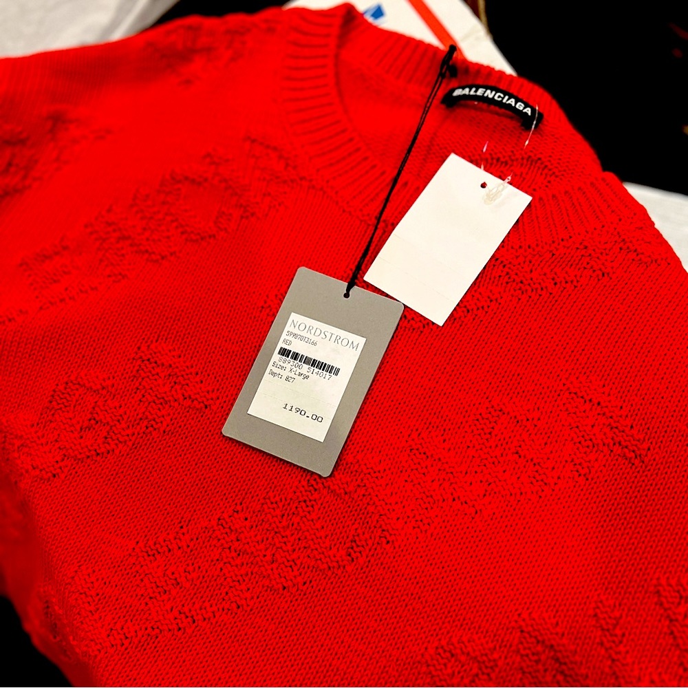 Balenciaga “All-Over” Red Sweater